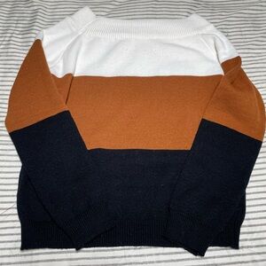 SHEIN Size M Off The Shoulder Color Block Sweater